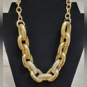 Chunky Gold Link Chain With Rhinestones by Spring Street